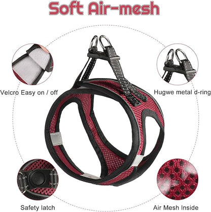 Dog Harness for Small Dogs and Leash Set, Honeycomb Grid, Reflective Lightweight Harness & Anti-Twist Pet Lead Multi Color, Size: XS-S-M. (M, Deep Purple)