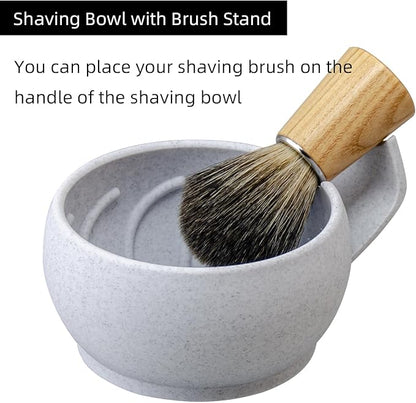 Grandslam Shaving Bowl with Ridges, Shaving Mug with Brush Stand, Shaving Soap Bowl for Shaving Cream and Soap, Durable & Holds Heat Longer, Rich & Thick Lather, Great for Traveling and Use at Home
