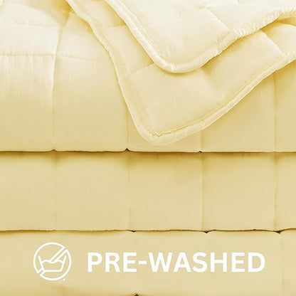 Casa Platino Bed Blanket Twin Size - Pre-Washed Quilted Blanket - All Season Twin Bedding- Premium Microfiber Down Alternative Bedding Twin Size - Vanilla