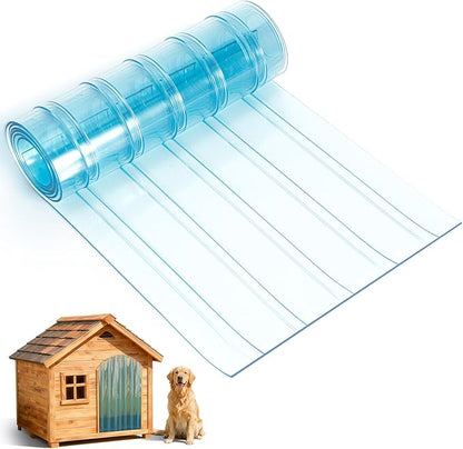 9.8 in x 4.9 ft Dog Door Replacement Flaps, Transparent Vinyl Strips for DIY Doghouse or Cat Door, Weather Resistant, Easy to Cut & Install