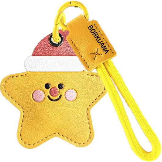 Leather Keychain Holder Case Compatible with AirTag,Cute Protective Cover with Keyring and Lanyard,Anti-Scratch Finder GPS Tracker Case for Wallet Keys,Bag,Pets,Backpack(L)