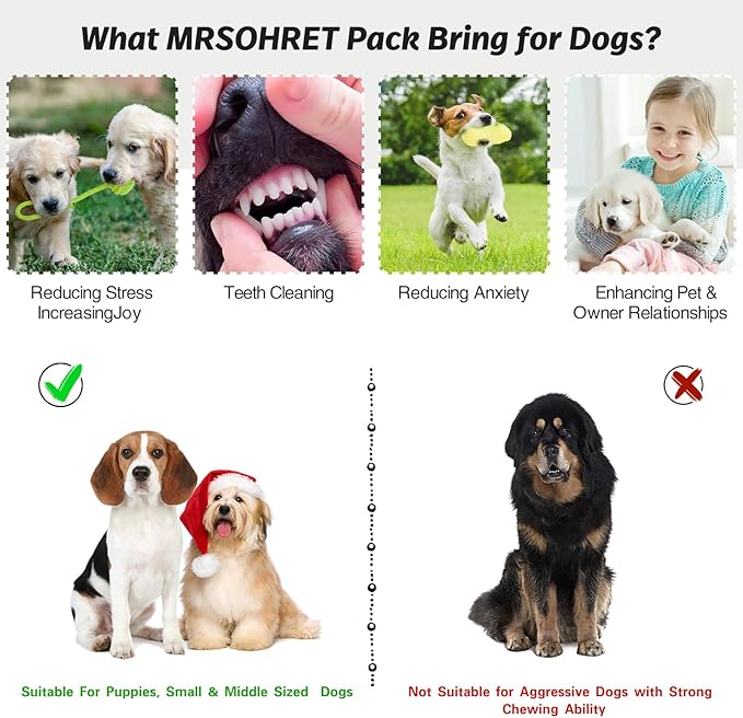 MRSOHRET 20Pcs Puppy Chew Toys for Teething, Dog Chew Toys with Rope Toys, Pet Dog Toothbrush, Treat Balls, Plush Toys and Squeaky Toy for Small Medium Dogs with Basket