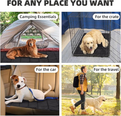 BDEUS Travel Dog Bed, Outdooor Camping Pet Mat, Portable Place Mat with Handle, Easy to Clean, Waterproof & Portable and Odor Resistant Pet Cooling Pad (X-Large 51" x 35", Black)