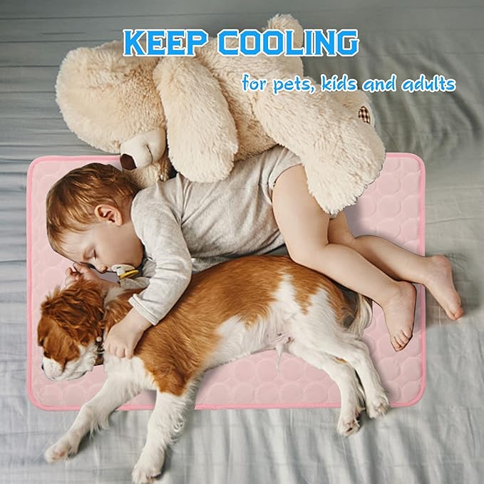 2026 Upgraded Dog Cooling Mat Large Cooling Pad-Q-Max>0.4 Summer Pet Bed for Dogs Cats Kennel Pad with Chill Cool Fiber,Breathable Portable Pet Self Cooling Blanket Machine Washable,22"x28"