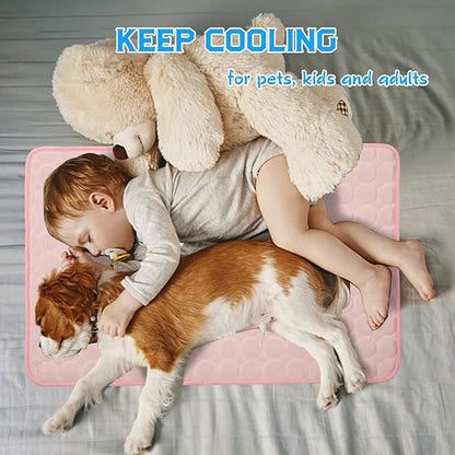 2026 Upgraded Dog Cooling Mat Large Cooling Pad-Q-Max>0.4 Summer Pet Bed for Dogs Cats Kennel Pad with Chill Cool Fiber,Breathable Portable Pet Self Cooling Blanket Machine Washable,22"x28"