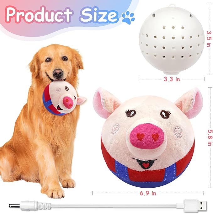 Interactive Dog Toys, Squeaky Dog Toys with Jumping Wiggling, Rechargeable Chew Dog Toy for Small/Medium/Large Dogs to Keep Them Busy