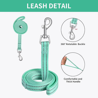 AMTOR Small Dog Harness with Leash Set, No Escape Easy Walk Puppy Harnesses for Training Walking, Step-in Reflective Soft Dogs Vest for XS S Medium Extra-Small Large Sized Dog(Green,M)