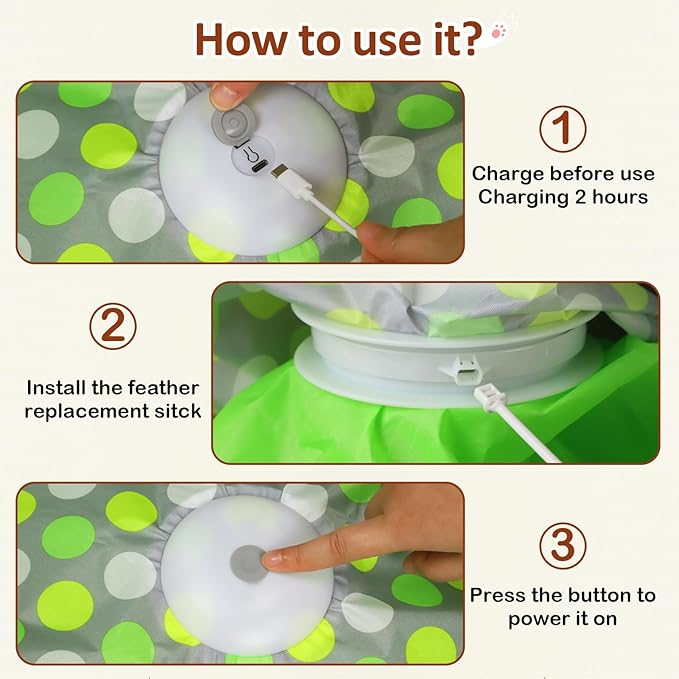Sofolor Interactive Cat Toy, Automatic Cat Toys for Indoor Cats, Hide and Seek Cat Toy with Motion Activated, Moving Feather, Chirping, USB Rechargeable