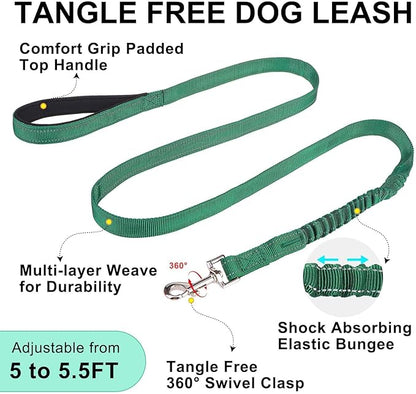 BEAUTYZOO No Pull Dog Harness Medium Sized Dog, Breathable Mesh Padded Dog Harness and Leash Set, Adjustable Reflective Escape Proof Dog Vest Harnessss Quick Fit for Training Walking, Green M