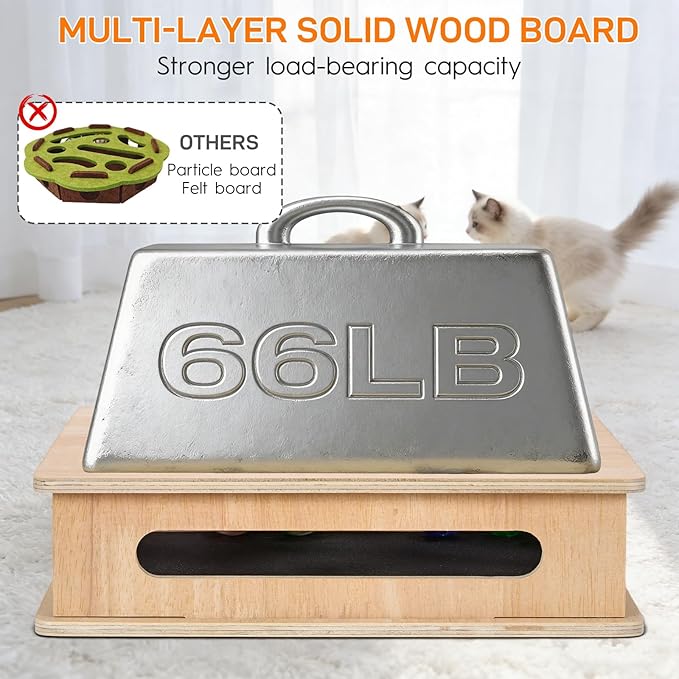 Cat Nail File Enrichment Box, cat Toys for Indoor Cats, Contains Sandpaper Inside,cat Toys for Bored Indoor Adult Cats, Multi-Layer Solid Wood cat Puzzle Toy