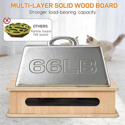 Cat Nail File Enrichment Box, cat Toys for Indoor Cats, Contains Sandpaper Inside,cat Toys for Bored Indoor Adult Cats, Multi-Layer Solid Wood cat Puzzle Toy