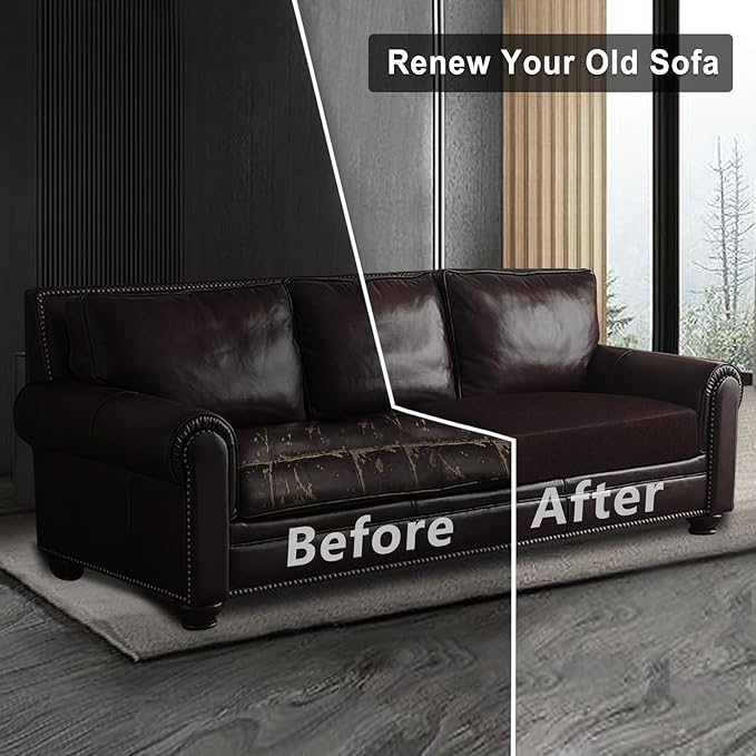 ANARACHON Leather Look Couch Cushion Covers Sofa Seat Slipcovers Sets Couches Furniture Protector for Sectional Armchair Loveseat Pets Kids Stretch Spandex Fabric (2 Cushion Sofa, Chocolate)