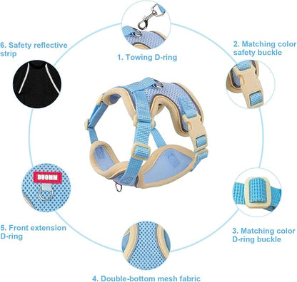 wanheart Cat Harness and Leash Set Escape-Proof Adjustable cat Leash and Harness Combo Suitable for All cat Breeds (Blue, S)