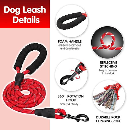 PoyPet Dog Harness and Leash Combo, Escape Proof No Pull Vest Harness, with 5 Feet Leash, Reflective Adjustable Soft Padded Pet Harness with Handle for Small to Large Dogs(Red,XL)