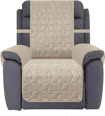 Ameritex Waterproof Nonslip Recliner Cover Christmas Decor Stay in Place, Dog Couch Recliner Cover Furniture Protector for Pets and Kids (Beige, 23'')
