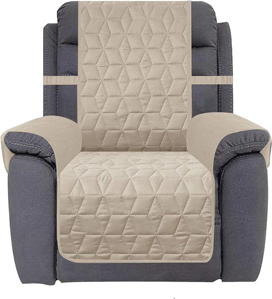 Ameritex Waterproof Nonslip Recliner Cover Christmas Decor Stay in Place, Dog Couch Recliner Cover Furniture Protector for Pets and Kids (Beige, 23'')