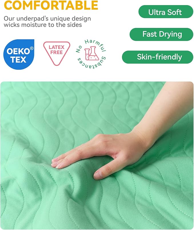 Washable Underpads Waterproof, 6 Pack 36" x36'' Heavy Absorbency Incontinence Bed Pads, Bed Wetting Pads for Adults, Elderly, Kids and Pets, Soft Reusable Changing Pads for Bed