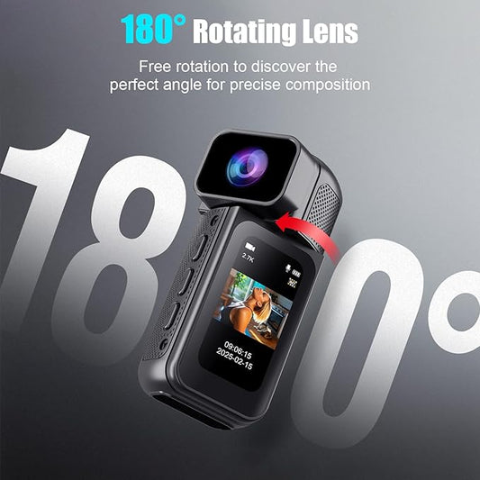 B-Qtech Mini Body Camera with Audio & Video Recording, Wearable Pocket Cam with Magnetic Lanyard, Portable Thumb-Size Action Camcorder for Outdoor Sport Bike Travel Pet Walking