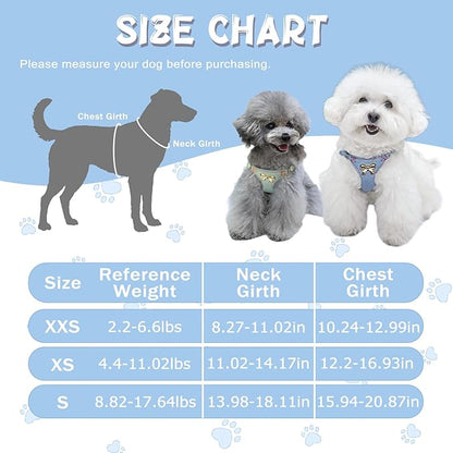 No Pull Dog Harness and Leash Set for Small Sized Dog Training; Puppy Harnesses with Multifunction Dog Leash, Soft Adjustable Denim No Choke Escape Proof Pet Harness for Small and Medium Dog (Blue S)