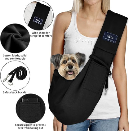CUBY Dog and Cat Sling Carrier - Hands Free Reversible Pet Papoose Bag - Soft Pouch and Tote Design - Suitable for Puppy, Small Dogs Cats Outdoor