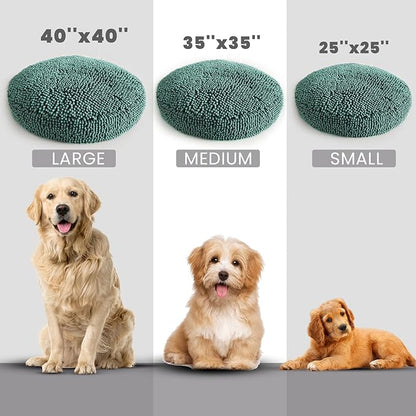 Muddy Mat® Cloud K-9 Bed for Dogs & Cats, Soft & Relaxing Donut Dog Bed, Chenille Material, Removable Cover, Washable & Dryer Safe–Seafoam Green Large(40'x40')