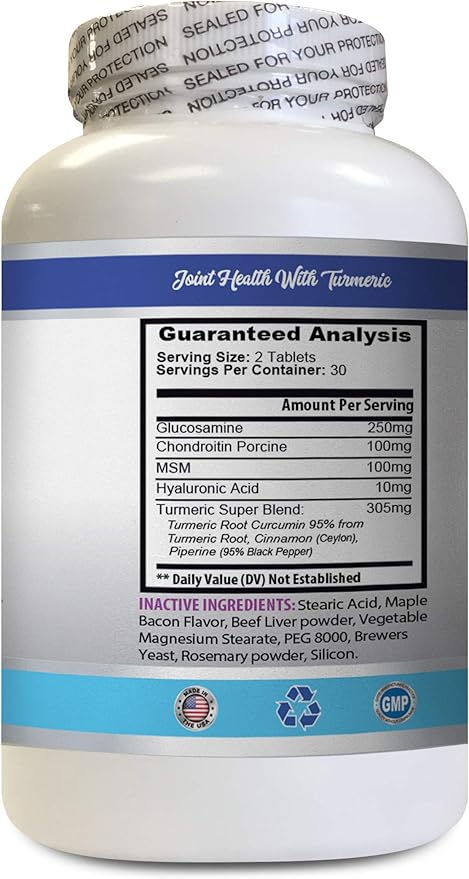 PET SUPPLEMENTS & NUTRITION LLC Dog Joint Relief - Joint Health with Turmeric - MSM - GLUCOSAMINE - Hip Support - Dog glucosamine chondroitin chewable - 60 Tablets (1 Bottle)