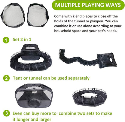 Guinea Pigs Playpen with Surround Tunnel,Pop Open Tent with Tube for Dwarf Rabbits,Chinchilla,Ferret and Other Small Animals to Run and Exercise Indoor or Outdoor (Playpen with Tunnel)