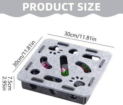 Cat Scratch Puzzle Enrichment Box, Kitten Nail File Scratcher, Interactive Cat Nail File Enrichment Box, Mental Felt Maze Box Stress Free Alternative to Clippers And Grinders (Grey, No Install)