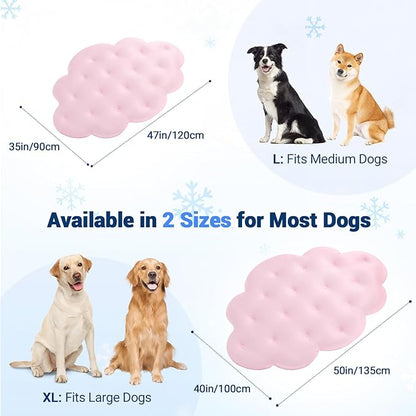 Dog Cooling Mat, 53'' × 40'' Large, Self-Cooling Mat for Dog, (Cool & Warm) Double-Sided Pet Cool Pads for Crate, Kennel, Machine Washable Summer Blanket, Cat Cool Bed, Non-Gel, Pink
