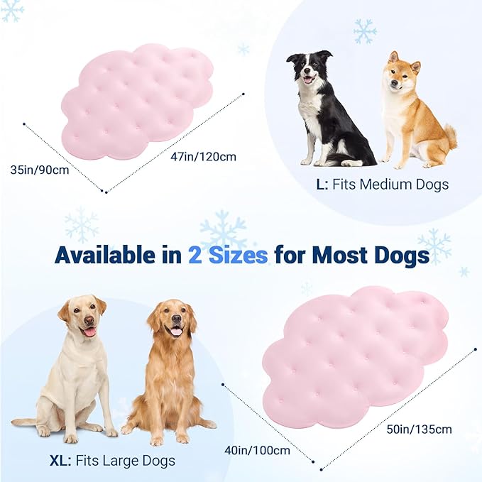 Dog Cooling Mat, 47'' × 35'' Large, Self-Cooling Mat for Dog, (Cool & Warm) Double-Sided Pet Cool Pads for Crate, Kennel, Machine Washable Summer Blanket, Cat Cool Bed, Pink