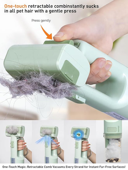 Dog Vacuum For Shedding Grooming, Pet Grooming Vacuum For Dogs Cat, Vacuum Pet Hair Remover Tool with Slicker Deshedding Dog Brush for Shedding Dematting Comb Kit