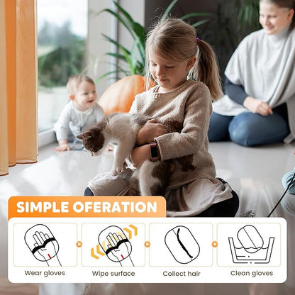 Pet Hair Remover Gloves, Electrostatic Removal Gloves for Pet Hair, Cat & Dog Hair Removal Tool for Furniture Couch