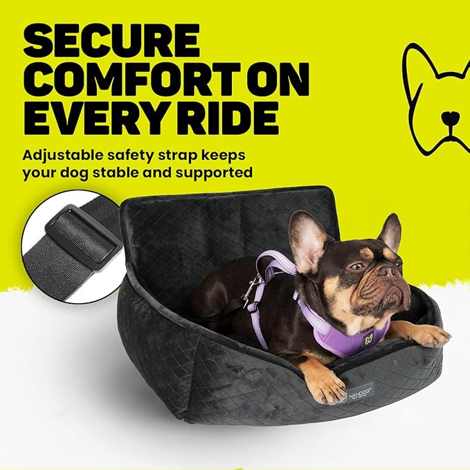 NANDOG Dog Car Seat in Charcoal Gray - Ultra Soft Plush Fabric for - Secure & Modern Design - Perfect for Small/Medium Dogs