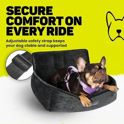 NANDOG Dog Car Seat in Charcoal Gray - Ultra Soft Plush Fabric for - Secure & Modern Design - Perfect for Small/Medium Dogs
