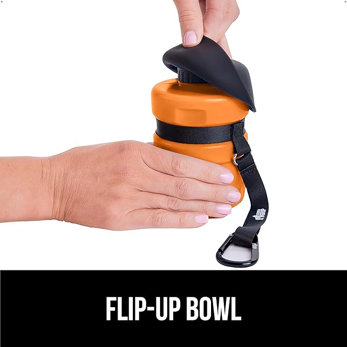 GORILLA GRIP Dog Water Bottle, Portable Water Bowl Dispenser for Dogs, 20 oz Leak Proof Pet Travel Squeeze Bottles, Food Grade Silicone, To Go Puppy Essentials, Hiking Camping Trip Accessories, Orange