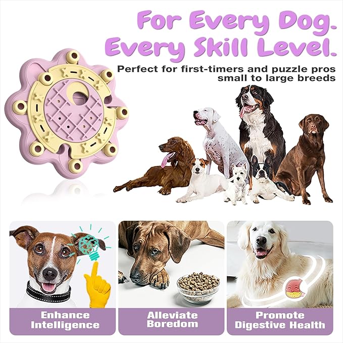 KADTC Dog Chess Puzzle Toy, Large Size, 3 Levels of Step-by-Step Challenge Beginner to Advanced Slow Feeder & Mental Stimulation for Smart Dogs Enrichment Pink Toys