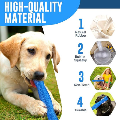 LOYEE Dog Squeaky Toys Interactive Dog Toys for Aggressive Chewers Tough Rubber Chew Toys for Medium/Large Breed, Indestructible Puppy Chew Toys for Teething (Blue)