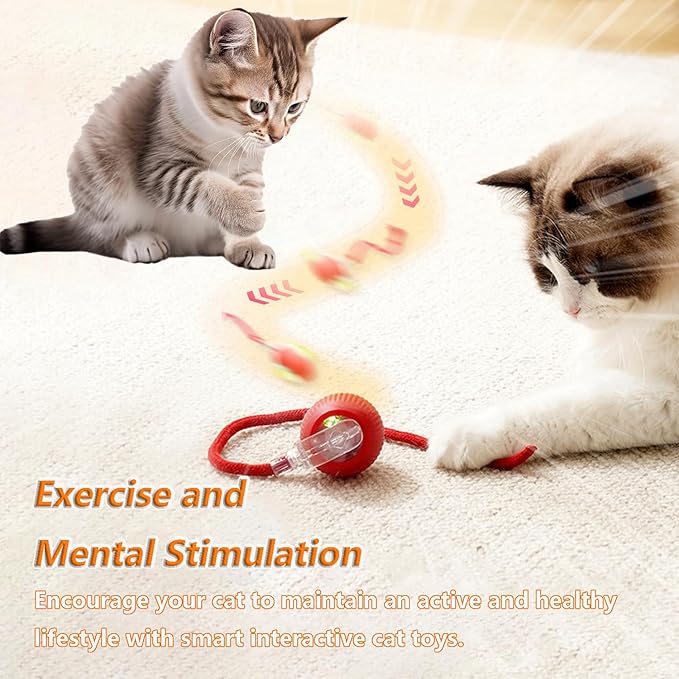 Interactive Rotating Cat Ball Toy, 360 Smart Rolling Ball Electric, Automatic Moving for Cats & Kittens (Grey)