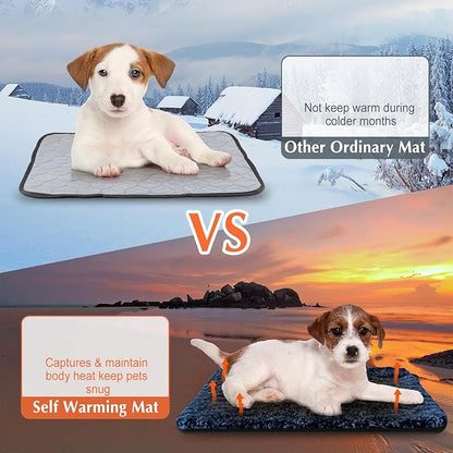 Drydiet 4 Pack Self Warming Cat Pads Self Heating Cat Mat Washable Homeless Dogs Thermal Pads Kennel Pad Reflects Body Heat Warm Crate Bed Mat for Indoor Outdoor Pet
