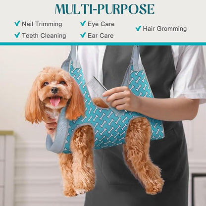 Supet Dog Grooming Hammock Harness for Dogs Cats, Relaxation Pet Nail Clipper Hammock, Restraint Dog & Large Animal Leashes Sling for Groomingk for Nail Trimming (Coral Blue, XL)