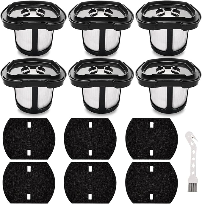 2284w Vacuum Filter Replacement for Bissell Pet Hair Eraser Hand Vacuum 2284W, 2390A, 2390, 2389, 2579, Part # 1614212, 1614203, 1614204, 6 Vacuum Filters, 6 Foam Filters