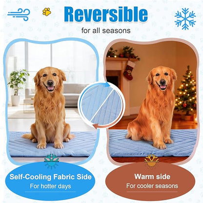 Dog Cooling Mat Self Coolings Foldable Cooling Pad for Dog in Summer Coolings Mat for Dogs and Cats Machine Washable (Rectangle,Blue, X-Large-59 L x 40" W)