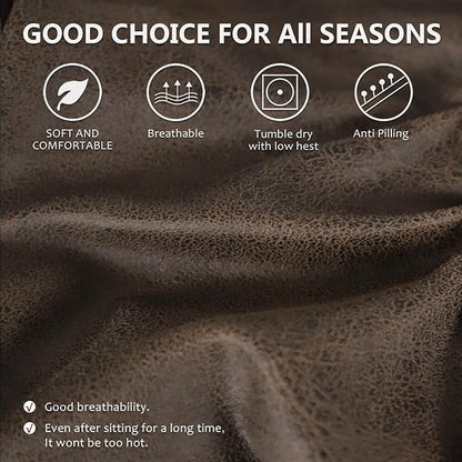 ANARACHON Leather Look Couch Cushion Covers Sofa Seat Slipcovers Sets Couches Furniture Protector for Sectional Armchair Loveseat Pets Kids Stretch Spandex Fabric (3 T-Cushion Sofa, Brown)