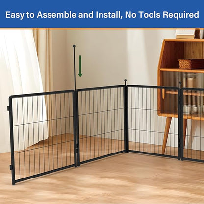 Dog Playpen 36 inch 8 Panels for Indoor & Outdoor Use – Heavy-Duty Metal Pet Fence with Ground Stakes, Rounded Ball Tops for Safety, Stable & Foldable Design, Easy to Assemble