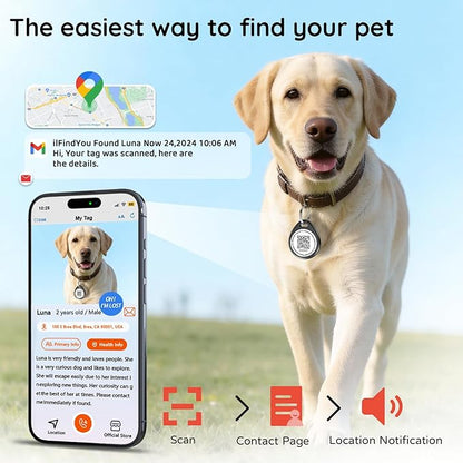 Dog Tags Personalized for Pets, Map of America Pattern QR Code Dog Name Tags for Pet Collar, Online Profile, Scan Location Alerts, (Black Map)