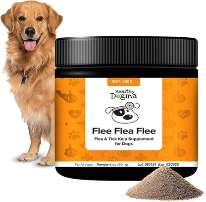 Healthy Dogma - Flee Flea Flee Natural Yeast & Garlic Powder Formula to Keep Fleas and Ticks Away from Dogs - All Natural with No Harmful Chemicals (6 Oz)