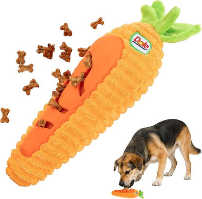 Dole for Pets® Dog Puzzle Toy with Squeaker, Carrot Snuffle Dog Treat Toy for Small and Medium Dogs, Dog Enrichment Toys