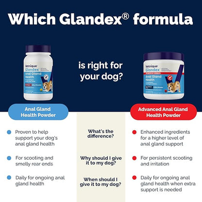 Vetnique Glandex Dog Fiber Supplement Powder for Anal Glands with Pumpkin, Digestive Enzymes & Probiotics - Vet Recommended (Regular or Advanced Strength) - Boot The Scoot (4.0 oz, Salmon)