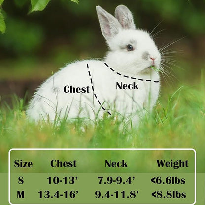 Rabbit Harness and Leash Set Escape Proof, Adjustable Soft Padded Vest, Breathable Mesh Bunny Harness with Reflective Strap, Safe for Small Animals(Orange,M)