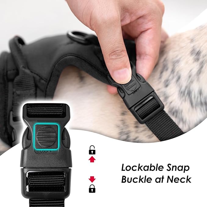 No Pull Dog Harness, Puppy Vest with Front Clip for Small Medium Large Sized Dog(Black,XL)